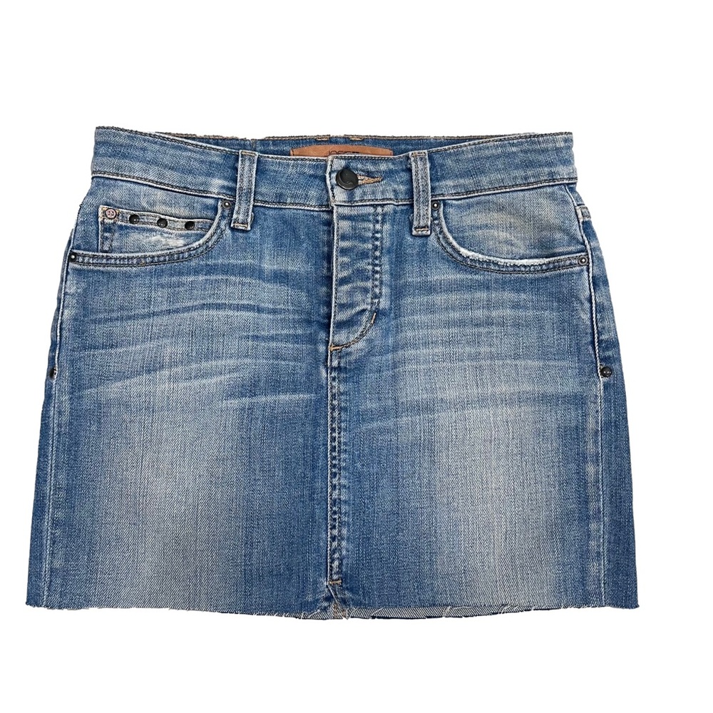 Joe's • Women’s Light Blue Washed Denim Raw Hem Mini Jean Skirt W24 NWOT